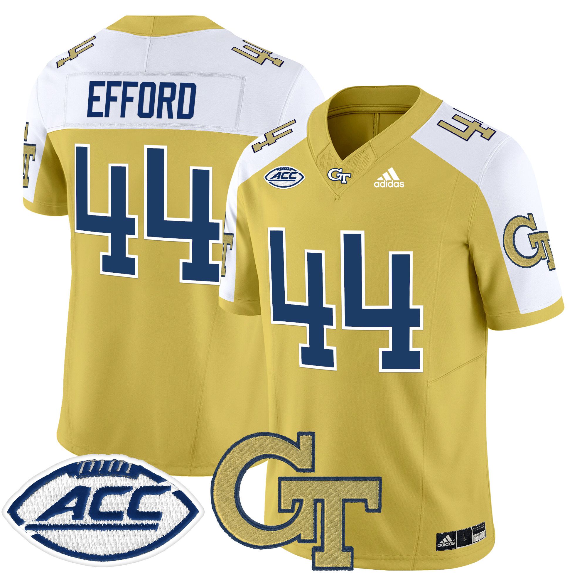 Men Georgia Tech #44 Efford Yellow Asidas 2024 Vapor Limited NCAA Jersey->more ncaa teams->NCAA Jersey